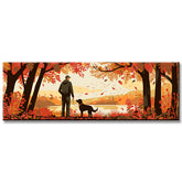 Painting by Numbers Panorama Man with Dogs in Autumn